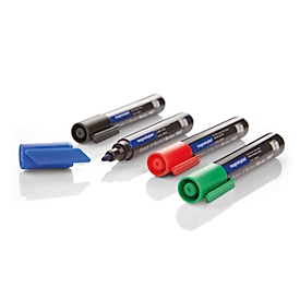 magnetoplan® marcadores para pizarra y flipchart PRO, ancho de trazo 1,5-3 mm, con clip, 4 piezas, negro