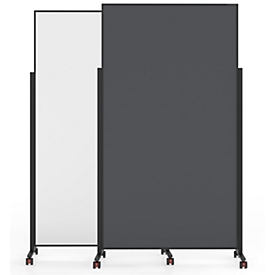 Magnetoplan mobile Moderationstafel VarioPin Black, Hoch-/Querformat, 2-seitig nutzbar, magnethaftend, B 1000 x H 1800 mm, Stahl/Filz/Alu, weiß/grau/schwarz