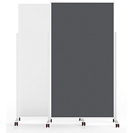 Magnetoplan mobile Moderationstafel VarioPin White, Hoch-/Querformat, 2-seitig nutzbar, magnethaftend, B 1000 x H 1800 mm, Stahl/Filz/Alu, weiß/grau/weiß