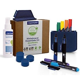 Magnetoplan Whiteboard Essentials Kit, blau, mit PRO+ Markern, Wischer, Reiniger, Tray & Magneten


