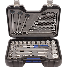 Maletín de llaves de cubo industrial, tamaño 1/2", con llaves combinadas, de 45 piezas