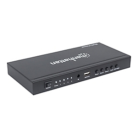 Manhattan 1080p 4-Port HDMI Multiviewer Switch, Switch with Four Inputs on One Display, Video Bandwidth Amplifier, Remote Control, Black, Three Year Warranty, Box - Video/Audio-Schalter - 4 Anschlüsse