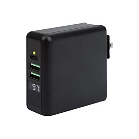 Manhattan 4-in-1 Travel Wall Charger and Powerbank 8,000 mAh, USA/UK/Euro 2-pin Plugs, Output: 1x USB-C, 2x USB-A ports and Wireless Charging Pad (5W)