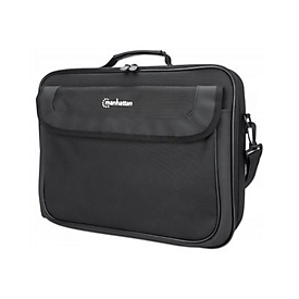 Manhattan Cambridge Laptop Bag 15.6", Clamshell Design, Black, LOW COST, Accessories Pocket, Document Compartment on Back, Shoulder Strap (removable)