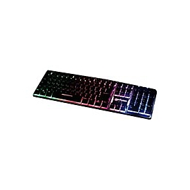 Manhattan Gaming USB Keyboard, Metal Base Edition, 12 Function Keys, Rainbow-LED Backlighting, 19 Anti-Ghost Key Caps, IPX4 (Splashproof) Rating, USB-A, Black, Retail Box (German layout) - Tastatur - hintergrundbeleuchtet - USB - QWERTY - Schwarz