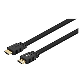 Manhattan HDMI Cable with Ethernet (Flat), 4K@60Hz (Premium High Speed), 0.5m, Male to Male, Black, Ultra HD 4k x 2k, Fully Shielded, Gold Plated Contacts, Lifetime Warranty, Polybag - HDMI-Kabel mit Ethernet - 50 cm