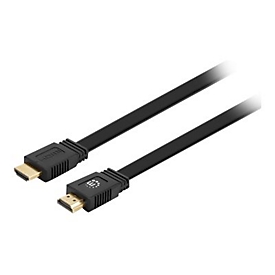 Manhattan HDMI Cable with Ethernet (Flat), 4K@60Hz (Premium High Speed), 2m, Male to Male, Black, Ultra HD 4k x 2k, Fully Shielded, Gold Plated Contacts, Lifetime Warranty, Polybag - HDMI-Kabel mit Ethernet - 50 m