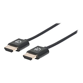Manhattan HDMI Cable with Ethernet (Ultra Thin), 4K@60Hz (Premium High Speed), 1.8m, Male to Male, Black, Ultra HD 4k x 2k, Fully Shielded, Gold Plated Contacts, Lifetime Warranty, Polybag - HDMI-Kabel mit Ethernet - 1.8 m
