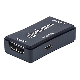 Manhattan HDMI Repeater, 4K@60Hz, Active, Boosts HDMI Signal up to 40m, Black, Three Year Warranty, Blister - Erweiterung für Video/Audio - HDMI - bis zu 40 m