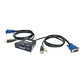 Manhattan KVM Switch Mini 2-Port, 2x USB-A, Cables included, Audio Support, Control 2x computers from one pc/mouse/screen, Black, Lifetime Warranty, Boxed - KVM-/Audio-/USB-Switch - 2 Anschlüsse