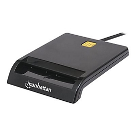 Manhattan USB-A Contact Smart Card Reader, 12 Mbps, Friction type compatible, External, Windows or Mac, Cable 105cm, Black, Three Year Warranty, Blister - SmartCard-Leser - USB