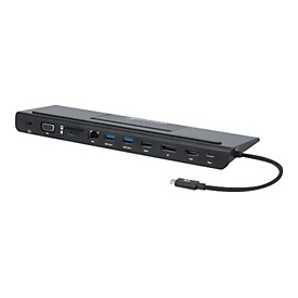 Manhattan USB-C Dock/Hub with Card Reader and MST, Ports (x9): Audio 3.5mm, DisplayPort, Ethernet, HDMI, USB-A (x3), USB-C and VGA, With Power Delivery (100W) to USB-C Port (Note add USB-C wall charger and USB-C cable needed),All Ports can be used...
