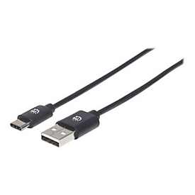 Manhattan USB-C to USB-A Cable, 2m, Male to Male, Black, 480 Mbps (USB 2.0), Hi-Speed USB, Lifetime Warranty, Polybag - USB Typ-C-Kabel - USB-C zu USB - 2 m