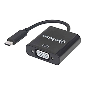 Manhattan USB-C to VGA Converter Cable, 1080p@60Hz, Black, 8cm, Male to Female, Lifetime Warranty, Blister - Videoadapter - VGA / USB - 8 cm