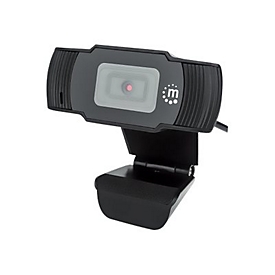 Manhattan USB Webcam, Two Megapixels, 1080p Full HD, USB-A, Integrated Microphone, Adjustable Clip Base, 30 frame per second, Black, Three Year Warranty, Box - Webcam