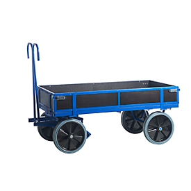 Manual platform trolley, with sides, solid rubber, 1560 x 760 mm