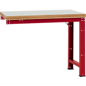 Manuflex aanbouw-werkbank Profi standaard, tafelblad kunststof, 1250 x 700 mm, robijnrood