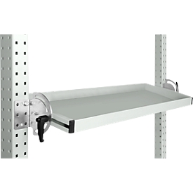 Manuflex kantelbare opbergconsole, voor de serie Universal of Profi, bruikbare diepte 195 mm, voor tafelbreedte 2500 mm, lichtgrijs