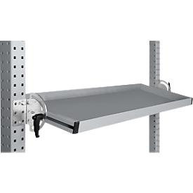 Manuflex Neigbare Ablagekonsole, für Reihe Universal oder Profi, Nutztiefe 345 mm, für Tischbreite 1250 mm, alusilber