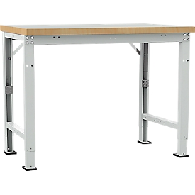 Manuflex Profi Spezial Workbench, plastic table top, 1250 x 700 mm, light grey