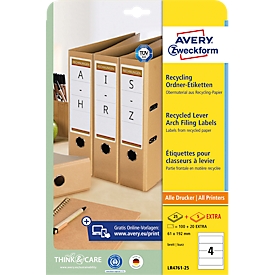 Mapetiketten AVERY® Zweckform, voor printertype inkjet/laser, rechthoekig, permanent, 120 st, B 61 x H 192 mm, brede mappen, papier, natuurwit