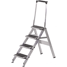 Marche-pied pliable avec barre, aluminium, 4 marches