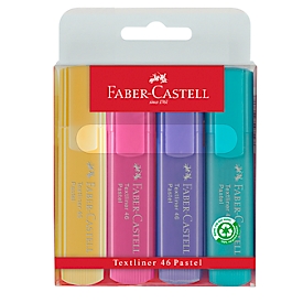Markeerstift Faber-Castell, etui met 4 stuks, vanille, turquoise, roze, sering