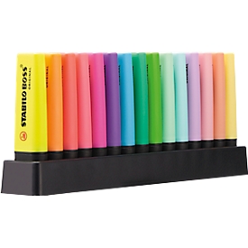 Markeerstift Stabilo Boss Original, 15 stuks, met standaard, lijndikte 2-5 mm