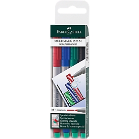 Marker Faber-Castell Multimark, set van 4, M, non-permanent