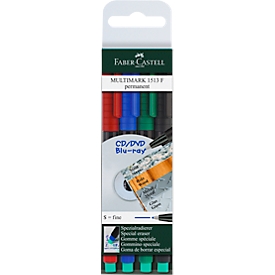 Marker Faber-Castell Multimark, set van 4, S, permanent