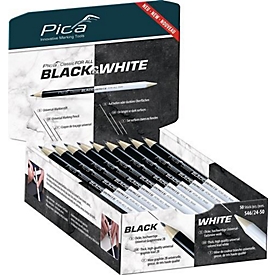 Markierstift Classic FOR ALL Black&White L.24cm 2B beids.gespitzt PICA, 50 Stück
