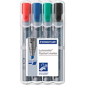 Marqueur flipchart Lumocolor 356 STAEDTLER - pointe biseautée 2 -5 mm - lot de 4