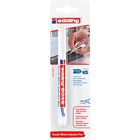 Marqueur industriel Edding 8046 Ready white, couleur d'écriture blanc, pointe ogive, épaisseur de trait 1-3 mm, prêt à l'emploi, fort pouvoir couvrant, résistant à l'eau, 1 pièce