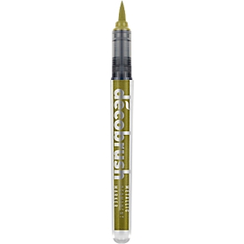 Marqueur métallique Karin Déco Brush, pour surfaces noires &amp; blanches, résistant à la lumière, permanent, 1 pièce, or