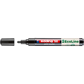Marqueur peinture Edding 50 EcoLine, couleur d'encre noire, pointe ogive, épaisseur de trait 2-3 mm, avec capuchon, à base d'eau, rechargeable, 1 pièce