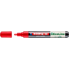 Marqueur peinture Edding 50 EcoLine, couleur d'encre rouge, pointe ogive, épaisseur de trait 2-3 mm, avec capuchon, à base d'eau, rechargeable, 1 pièce