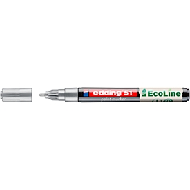 Marqueur peinture Edding 51 EcoLine, couleur d'encre argent, pointe ogive, épaisseur de trait 1-2 mm, avec capuchon, à base d'eau, rechargeable, 10 pièces