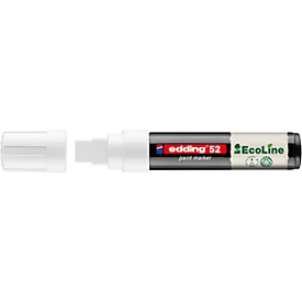 Marqueur peinture Edding 52 EcoLine, couleur d'écriture blanc, pointe biseautée, épaisseur de trait 4-15 mm, avec capuchon, à base d'eau, rechargeable, 5 pièces