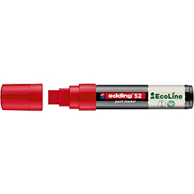 Marqueur peinture Edding 52 EcoLine, couleur d'encre rouge, pointe biseautée, épaisseur de trait 4-15 mm, avec capuchon, à base d'eau, rechargeable, 5 pièces