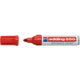 Marqueur permanent 550 edding, pointe ronde 3-4 mm, rouge, 10 p.