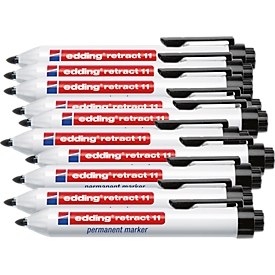 Marqueur permanent retract 11 edding, sans capuchon, rétractable, 10 p., noir