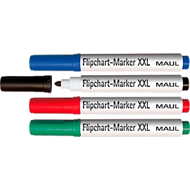 Marqueur pour flipchart Jumbo MAUL, couleurs assorties, lot de 4, pointe ronde