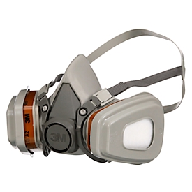 Masque de protection respiratoire 3M 6003KIT-1, Modèle A1P3, contre les vapeurs organiques, avec filtres interchangeables, réutilisable, gris, 1 pièce