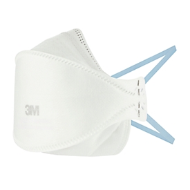 Masque de protection respiratoire 3M Aura™ 9320+, type FFP2, filtration de particules à 94 %, sans valve, design en 3 parties, pliable à plat, blanc, 5 pièces