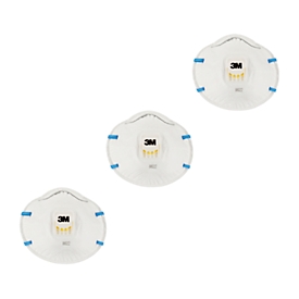 Masque de protection respiratoire 3M Cool Flow™ 8822, Modèle FFP2, filtration de particules à 94 %, avec valve, blanc, 3 pièces