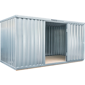 Materiaalcontainer MC 1400, gegalvaniseerd, gemonteerd, met houten bodem