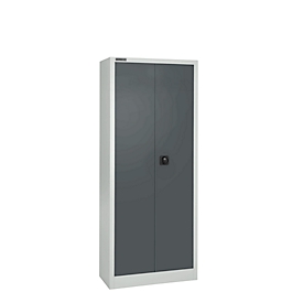 Materiaalkast MS 2408 – vleugeldeuren - staal - B 800 x D 400 x H 1935 mm - lichtgrijs/antracietgrijs - (lege behuizing)  -ons merk Schäfer Shop Select 
