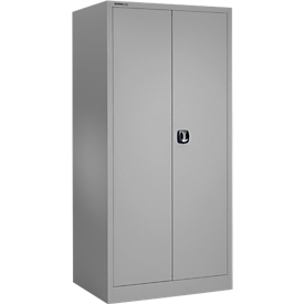 Materiaalkast MS 2509 S – vleugeldeuren - staal - B 950 x D 500 x H 1935 mm - versterkte uitvoering tot 100 kg/plank - met 4 tussenlegborden – cilinderslot – blankaluminium/blankaluminium - ons merk Schäfer Shop Select