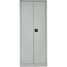 Materiaalkast – vleugeldeuren - staal - B 800 x D 400 x H 1935 mm - met 4 tussenlegborden - afsluitbaar - lichtgrijs/ lichtgrijs - ons merk Schäfer Shop Pure
