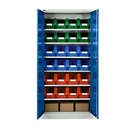 Materialschrank MSI 2409, mit 24 Kästen, lichtgrau/enzianblau  